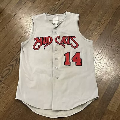 Carolina Mudcats Jersey Large Dickerson Sleeveless Bike Grey Minor League • $49.99