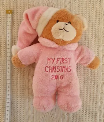 Wilko My First Christmas 2016 Teddy Bear Soft Toy 9  Pink • £10