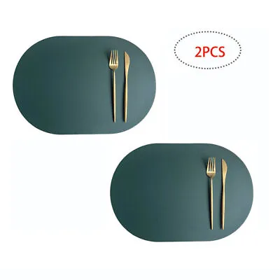 $7.52 • Buy Washable Leather Placemats Kitchen Table Place Mats Dining Table Mats Green 2pcs