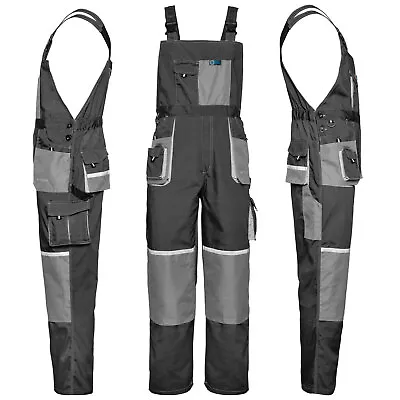 £19.99 • Buy UK-Bib And Brace Overalls Work Heavy Duty Knee Pads Pockets Grey EuroClassic