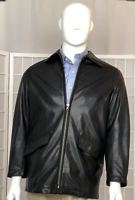 Banana Republic Mens Leather Jacket Dark Brown/black Size Xs Xtra Small Full Zip • $45.99