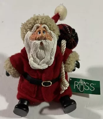 VTG Russ KRINGLE Santa Claus W/ Toy Sack Beanbag Shelf Sitter Resin Face • $12.50