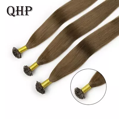 Straight  Human Hair Nail U Tip Machine Made Remy Human Hair Extensions 0.8g/pcs • $29.59