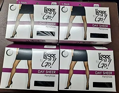 $9 • Buy 4 Pair Leggs To Go! Day Sheer Pantyhose Size Q15220 Jet Black