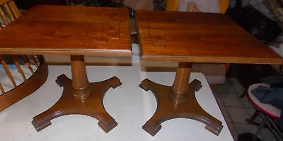 Pair Of Pecan Mid Century Pier End Tables / Side Tables Mersman (PT-15) • $449.10