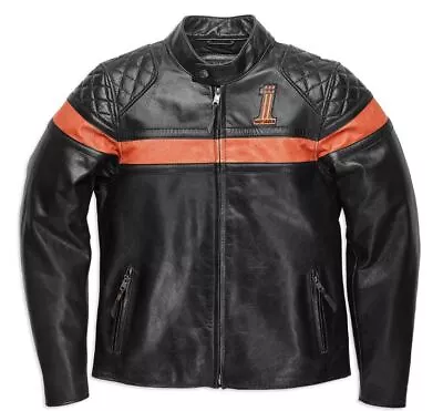 Harley DavidsonMen's Victory Sweep Leather Jacket Motorcycle Real Leather Jacket • $169.99