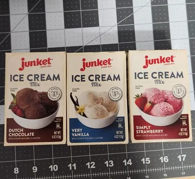 3 Junket Ice Cream Mix Variety Pack Strawberry Chocolate Vanilla Exp 2025 • £13.26
