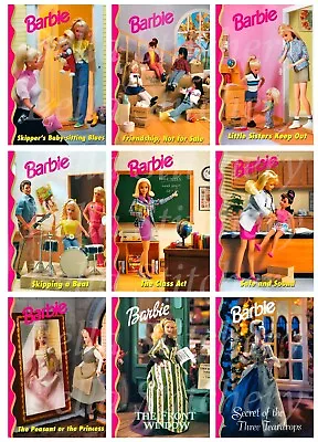 Set Of 9 - 2.5x3 Vintage Retro 1980's Barbie Book Covers #6 Cotton FABRIC Images • $14.80