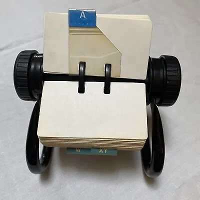 Vintage Rolodex 500 Card Open Metal Rotary File Model 5024X Black Retro Office • $32