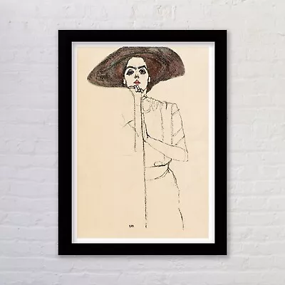 Framed Egon Schiele Art Poster Print Female Portrait Line Art Print • £3.73