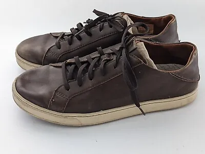 Olukai Kahu Pahaha 10414-5H20 Brown Leather Oxford Casual Shoes Men's Size 9.5 M • $30