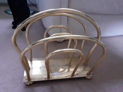 £9.99 • Buy Decorative Brass Magazine Rack Some Tarnishing