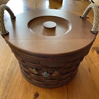 Longaberger Collectors Club 2013 Antiqued Med Bushel Basket Set W/Lid Tie On • $113.75