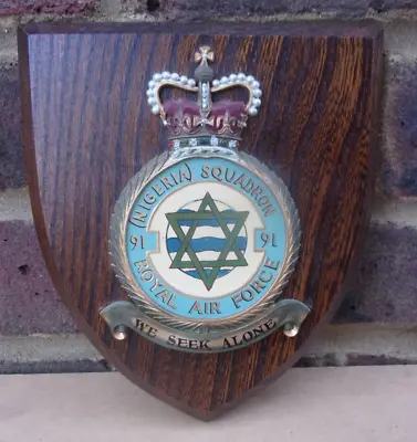 £49.99 • Buy Royal Air Force 91 Nigeria Squadron Wooden Shield Plaque