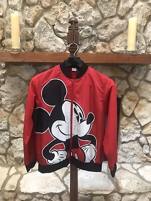  Retro Cool  Disney Mickey Mouse Bomber Jacket Red With Black Trim Women's Large • $29.99