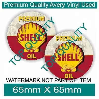 DISTRESSED SHELL GASOLINE / OIL Decal Sticker X2 Vintage ManCave Garage Stickers • $3.59