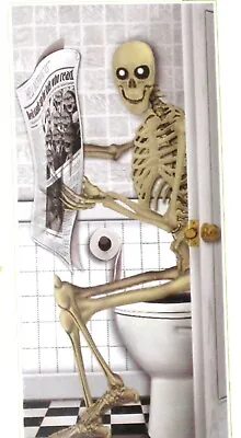 Fun Gothic SKELETON TOILET BATHROOM SHOWER DOOR COVER Halloween Party Decoration • $5.97