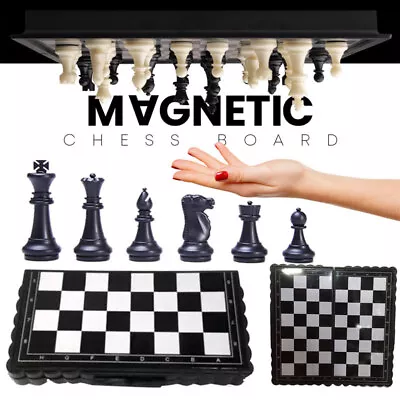 Chess Travel Set Mini Chess For Kids W/ Folding Magnetic Chess Board Storage Box • $8.30