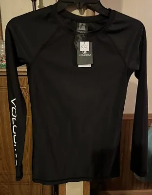 Volcom Simply Core Solid Black Long Sleeve Rashguard Swim Top NWT Size XS • $20
