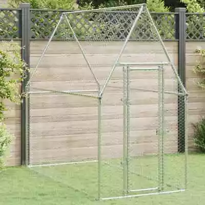 Chicken Cage Farm Coop Run Silver Galvanised Steel VidaXL • £94.99