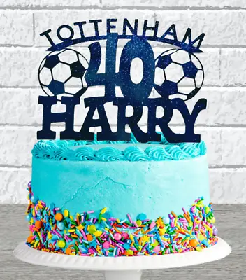 Large Personalised Glitter Tottenham Any Name/age Birthday Cake Topper • £4.99
