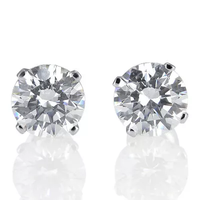 1 Carat Solitaire Diamond Stud Earrings Round Cut H-I/I1-I2 14K White Gold • $1750.15