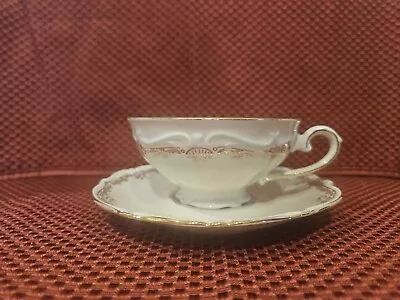 $25 • Buy Bavaria Elfenbein Porzellan White With Gold Decoration & Trim Tea Cup & Saucer