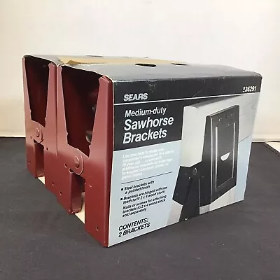 SEARS Vintage Medium Duty Sawhorse Brackets 2 Pairs 936291 Burgundy NEW • $49.95