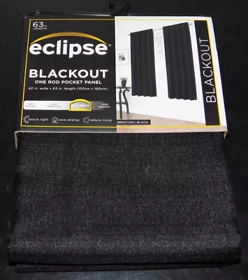 ECLIPSE Blackout Curtain Panel 42  X 63  Braxton Black Thermaback • $9.99