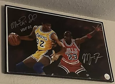 Michael Jordan And Magic Johnson Autographed Picture 17x11 • $157.50