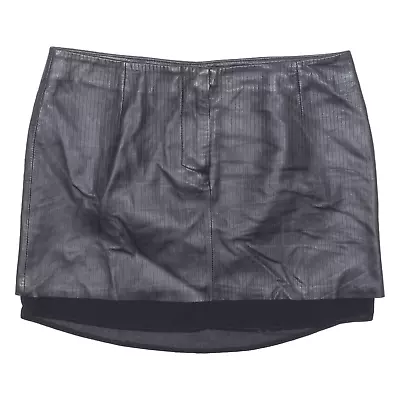 H&M Faux Leather Sheer Layered Womens Mini Skirt Black Short UK 10 • £6.99