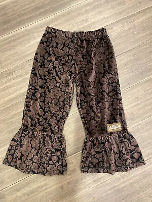 NEW Matilda Jane Trudy Big Ruffles Velour Pants Brown/Black Size 4 Y • $15