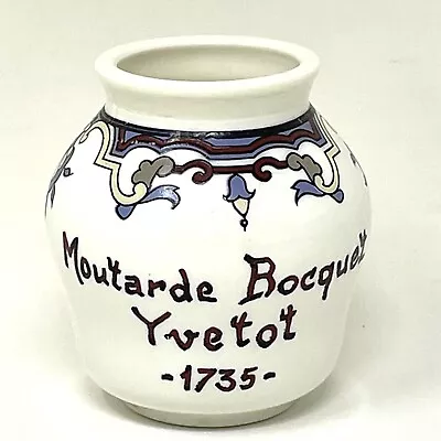 Moutarde Bocquet Yvetot 1735 Mustard Pot No Lid Jar Glass France French Country • $11.99