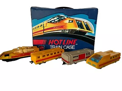Vintage Mattel Hot Line Train Vinyl Case And 4 Piece Set Speed Chief 1970 • $75.50