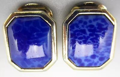 Lovely Vintage Christian Dior Gold Tone Faux Lapis Lazuli Earrings • $45
