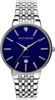 Accurist Mens Watch With Blue Dial And Silver Bracelet 7349 • £34.99