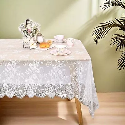 Lace Tablecloth Rectangular 2 Pieces 60 X 120 Inch White Wedding Tablecloth W... • $37.57