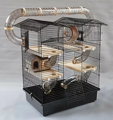 Large Steel Cage With Platforms Tubes Water Bottle For Mouse Hamster House Pet • £66.95