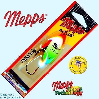 Mepps Aglia Hot Orange/White/Green Blade Spinner Fishing Lure - Choice Of Size • $4.95