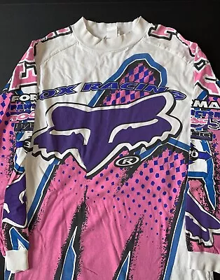 Vintage 90s FOX RACING MotoCross Long Sleeve Cotton JERSEY Adult Size S / M RARE • $125