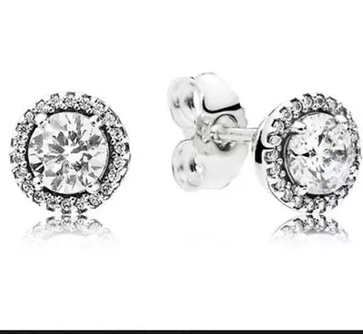 $65 • Buy Pandora Earrings  CLASSIC ELEGANCE Authentic PANDORA Silver  Elegance Studs 