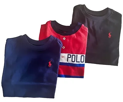 Ralph Lauren Polo Boys Girls Cotton T Shirt Crew Neck Pack Of 3 Age 24 Mths • £18.99