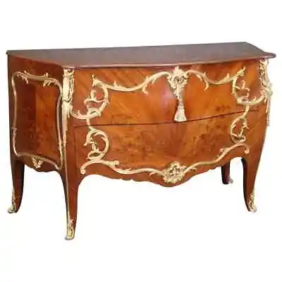 Fine Ormolu Mounted French Louis XV Rouge Marble Top Radiating Inlay Commode • $9495