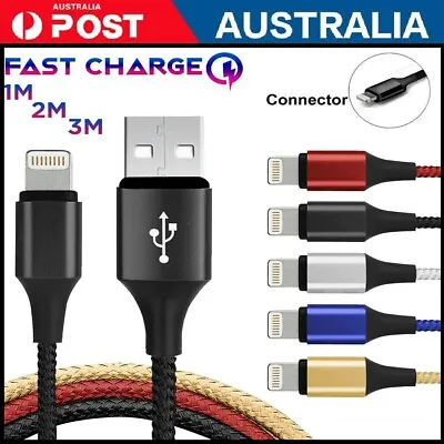 $5 • Buy Braided USB Charger Phone Cable Data Cord For IPhone 14 13 12 11 Pro Max XR IPad