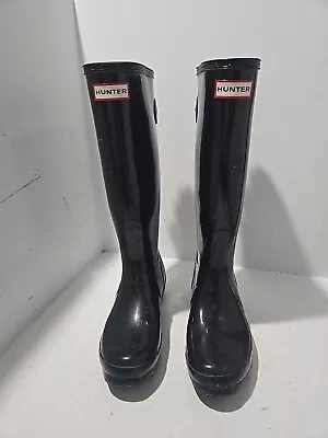 Hunter Women's Black Rubber Rain Boots Size 38-7 M • $44
