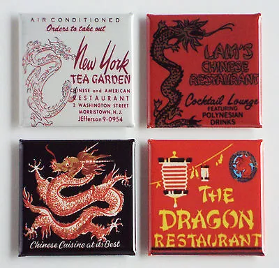 Red Dragon Chinese Food FRIDGE MAGNET Set (2 X 2 Inches Each) • $9.95