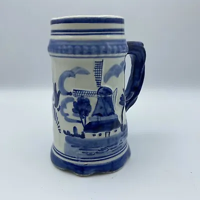 Delfts Blue Hand Painted Dutch Windmill Holland Small Stein 7” • $11.98