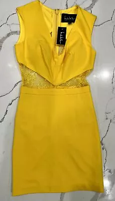 Nicole Miller Collection NWT Lace Cutout Minidress In Yellow Size 0 • $60