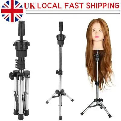 Adjustable Salon Wig Mannequin Head Tripod Stand Holder Hairdressing Training UK • £8.83