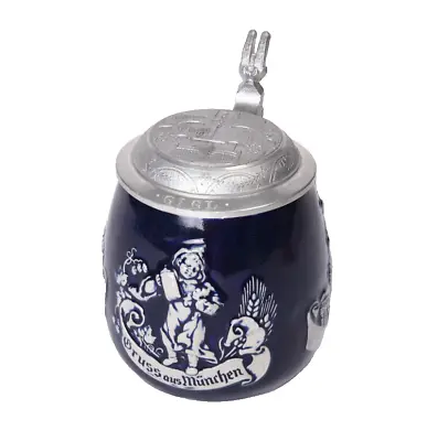 Reinhold Merkelbach Beer Stein Munich Souvenir Stoneware 0.5L Pewter Lid • $35